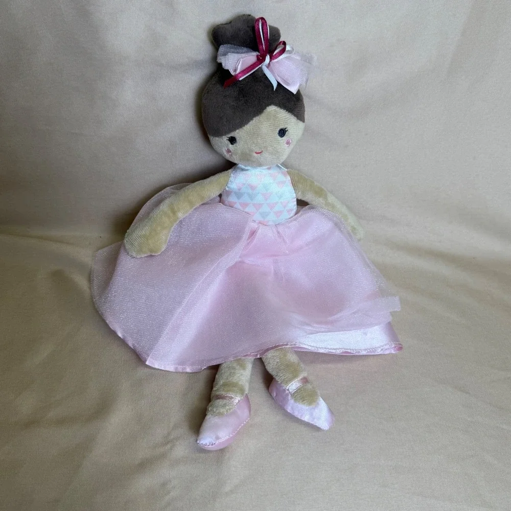 Okie Dokie Plush Ballerina Doll Pink Tulle Tutu Brown Hair Rag Doll F21912